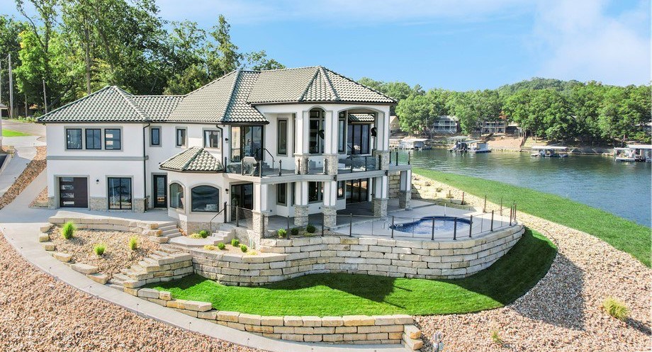 Custom Retaining Wall on Steep Lakefront Property
